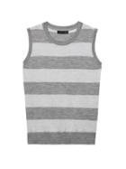 Banana Republic Womens Machine-washable Merino Sweater Shell Gray Stripe Size S