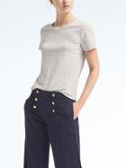 Banana Republic Womens Crew-neck T-shirt Heather Light Gray Supima Cotton Size Xxs