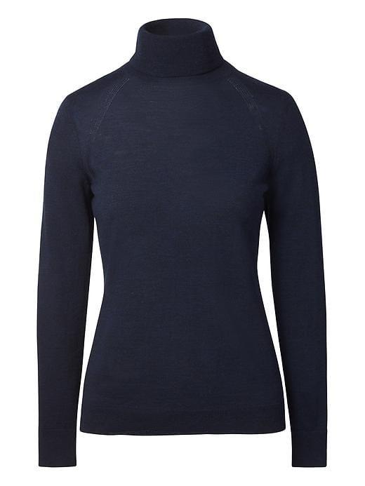 Banana Republic Womens Machine Washable Merino Turtleneck - Navy