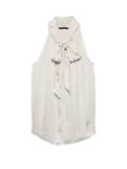 Banana Republic Womens Soft Satin Tie-neck Shell White Size L