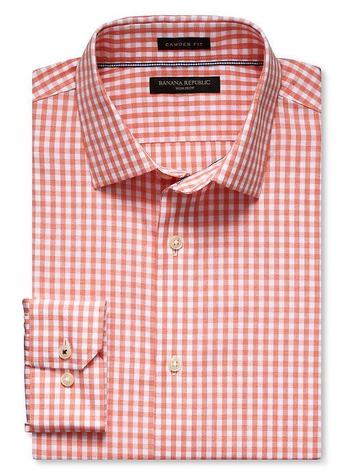 Banana Republic Camden Fit Non Iron Gingham Shirt Size L Tall - Orange