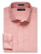 Banana Republic Camden Fit Non Iron Gingham Shirt Size L Tall - Orange