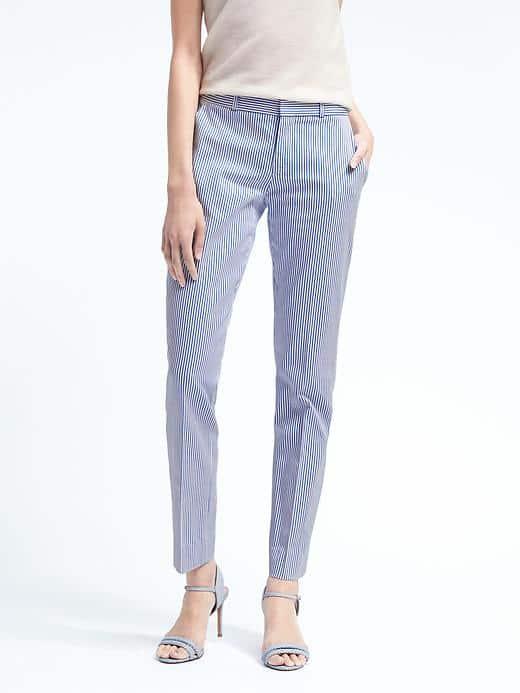 Banana Republic Womens Ryan Fit Stripe Pants - Blue Stripe