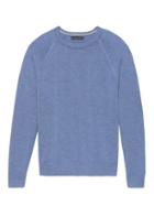 Banana Republic Mens Italian Merino Crew Sweater-neck Raglan Sweater Caribbean Blue Size L