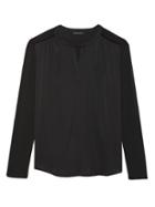 Banana Republic Womens Satin Peasant Blouse Black Size S