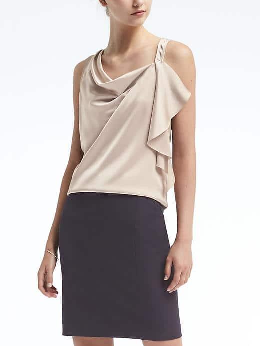 Banana Republic Womens Draped Cowl Neck Top - Cobblestone