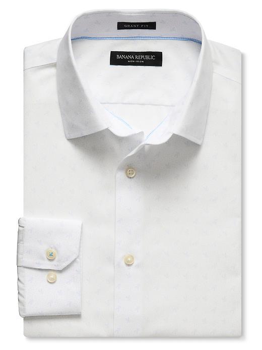 Banana Republic Mens Grant Fit Non Iron Shirt Size L Tall - White