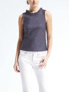 Banana Republic Womens Twill Ruffle Neck Sleeveless Top - Chambray Blue