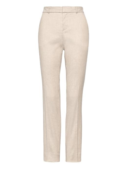 Banana Republic Womens Ryan Slim Straight-fit Stretch Linen-cotton Pant Khaki Size 14