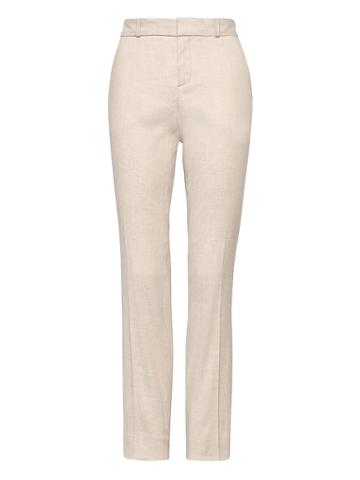 Banana Republic Womens Ryan Slim Straight-fit Stretch Linen-cotton Pant Khaki Size 14