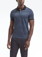 Banana Republic Mens Slim Luxury Touch Stripe Polo - Navy