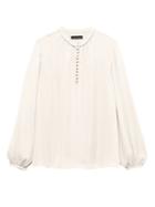 Banana Republic Womens Button-front Poet-sleeve Top White Size Xl