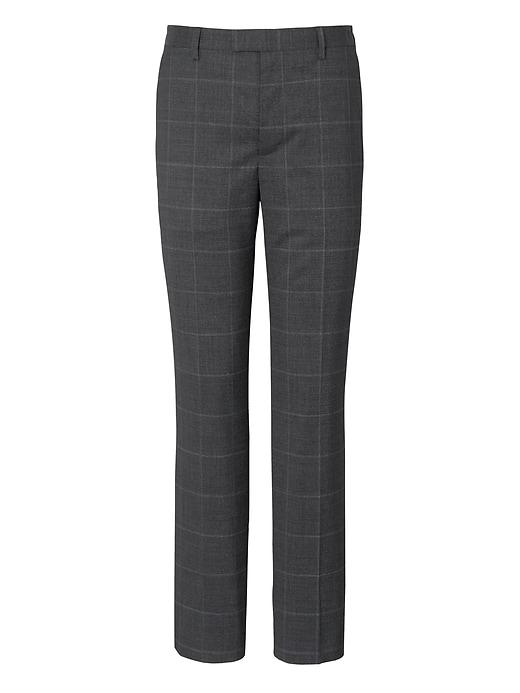 Banana Republic Mens Slim Windowpane Performance Stretch Wool Dress Pant Charcoal Size 38w