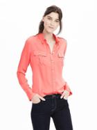 Banana Republic Womens Dillon Fit Utility Blouse Size L Tall - Coral Glory