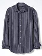 Banana Republic Mens Grant Fit Custom Wash Stripe Shirt - Indigo