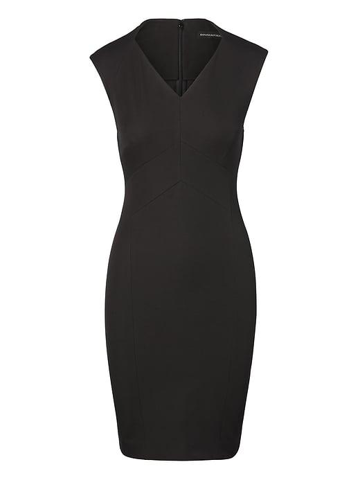 Banana Republic Womens Petite Bi-stretch V-neck Sheath Dress Black Size 6