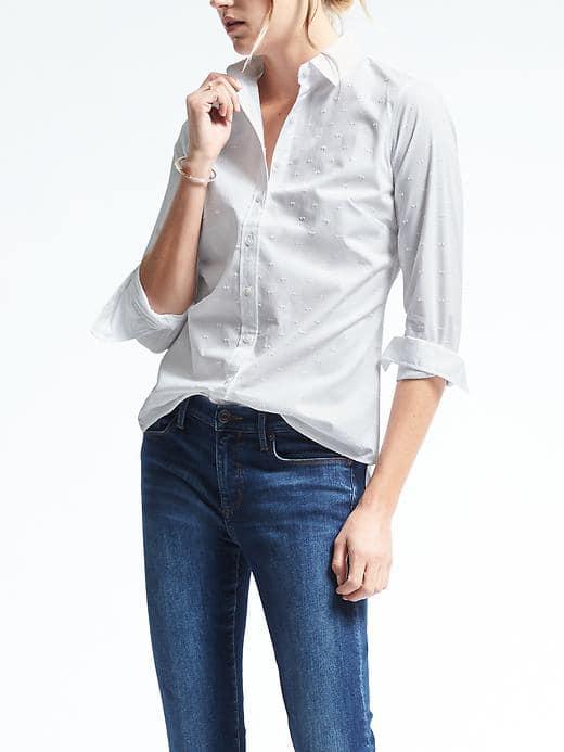 Banana Republic Womens Riley Fit Shirt - White