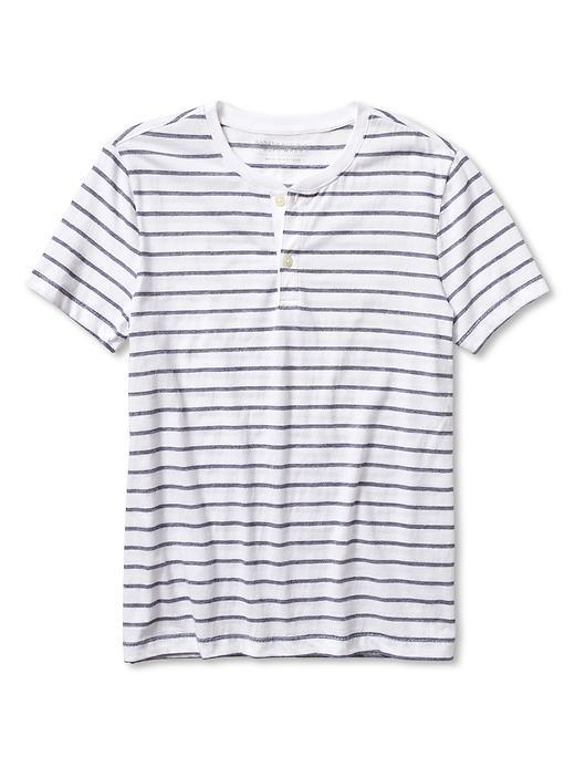 Banana Republic Mens Short Sleeve Stripe Henley Size L Tall - White