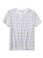 Banana Republic Mens Short Sleeve Stripe Henley Size L Tall - White