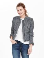 Banana Republic Womens Raw Edge Tweed Moto Jacket Size 0 - Blue