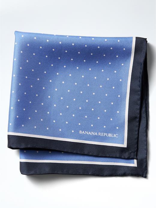 Banana Republic Polka Dot Silk Pocket Square - Slalom Blue