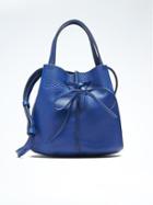 Banana Republic Italian Leather Bow Bucket Bag - Deep Royal