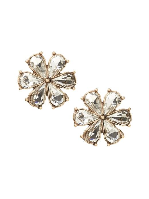 Banana Republic Womens Crystal Floral Stud Earring Clear Size One Size