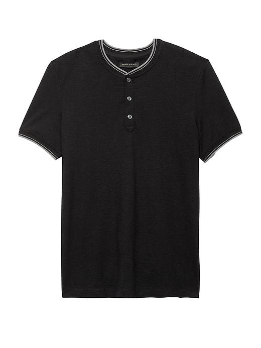 Banana Republic Mens Luxury-touch Henley Black Size L