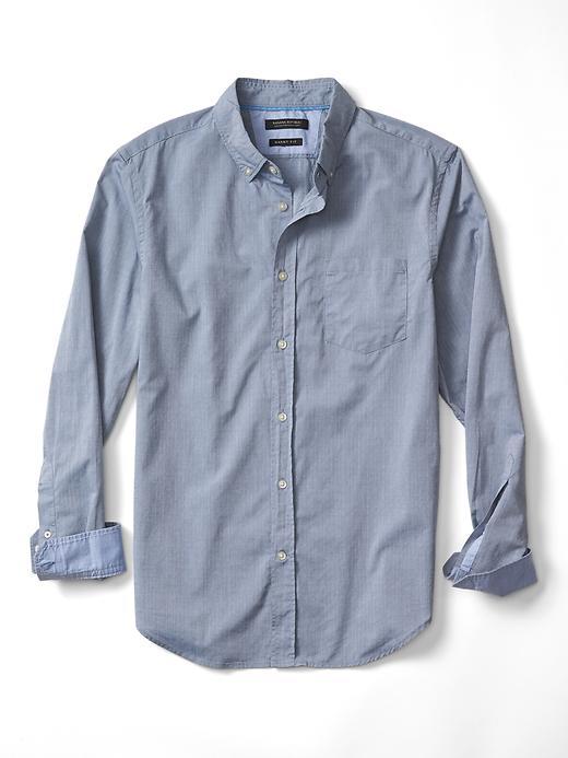 Banana Republic Mens Grant Fit Custom Wash Texture Dobby Shirt - Blue Willow