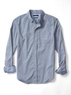 Banana Republic Mens Grant Fit Custom Wash Texture Dobby Shirt - Blue Willow
