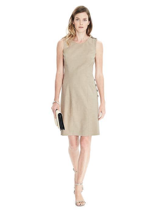 Banana Republic Womens Sleeveless Side Button Sheath Dress - Camel Heather