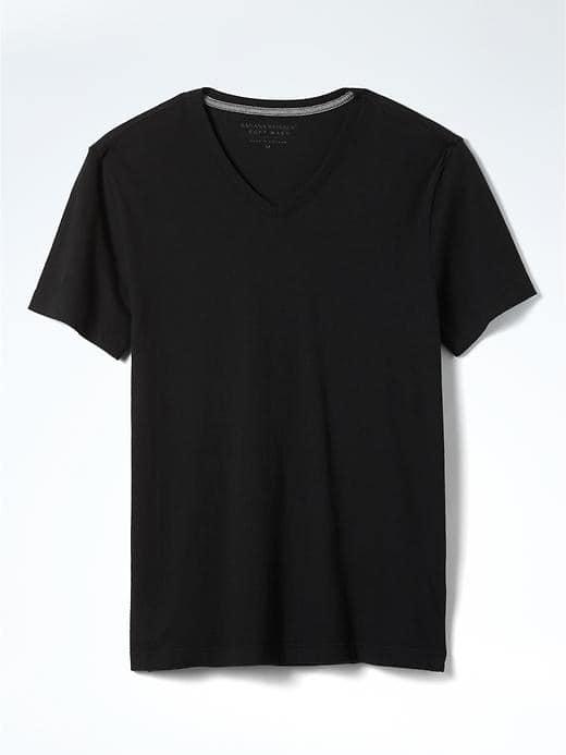 Banana Republic Mens Short Sleeve Soft Wash Vee - Black