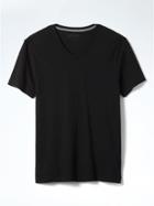 Banana Republic Mens Short Sleeve Soft Wash Vee - Black