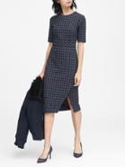 Banana Republic Womens Bi-stretch Short-sleeve Sheath Dress Plaid Size 12