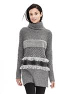 Banana Republic Womens Collage Stripe Sweater Tunic Size L - Gray