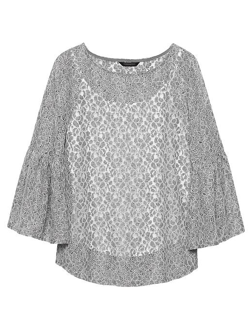 Banana Republic Womens Lace Flutter-sleeve Top Gray Size Xs