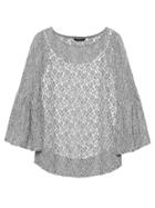 Banana Republic Womens Lace Flutter-sleeve Top Gray Size Xs