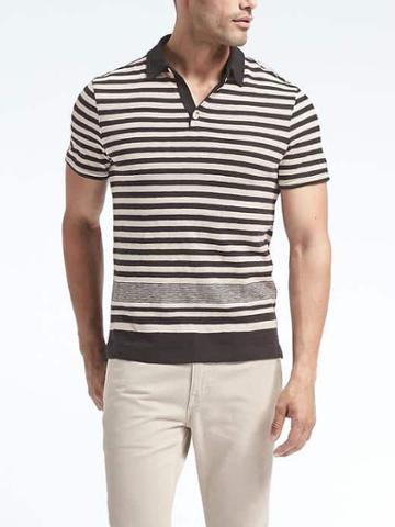 Banana Republic Mens Multi Stripe Polo - Black