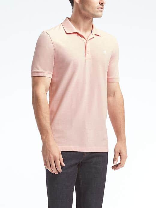Banana Republic Mens Solid Pique Polo - Dawn