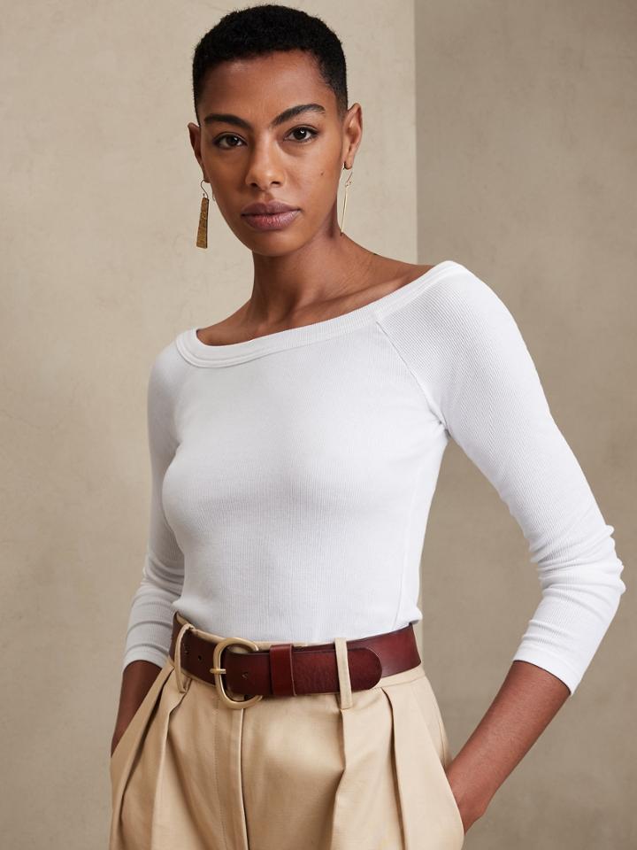Ribbed Off-shoulder Top