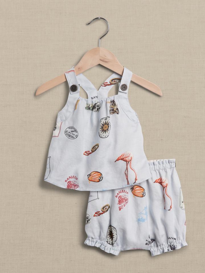Baby Linen Top & Bubble Shorts Set