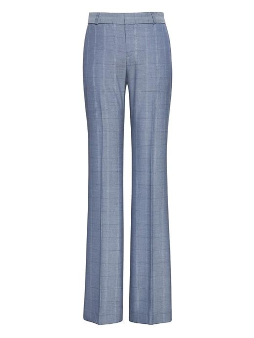 Banana Republic Womens Petite Logan Trouser-fit Windowpane Tweed Pant Blue Size 00