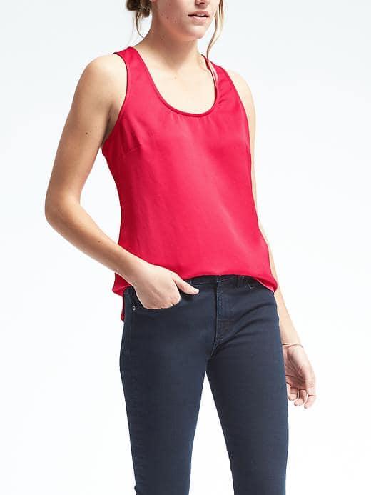 Banana Republic Womens Easy Care Crepe Scoopneck Tank - Heartthrob