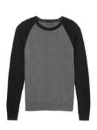 Banana Republic Mens Extra-fine Italian Merino Wool Raglan Sweater Stardust Gray Size Xs