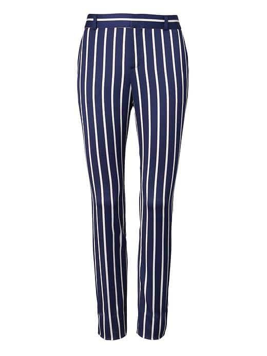Banana Republic Womens Ryan Fit Stripe Luxe Twill Pant - Navy