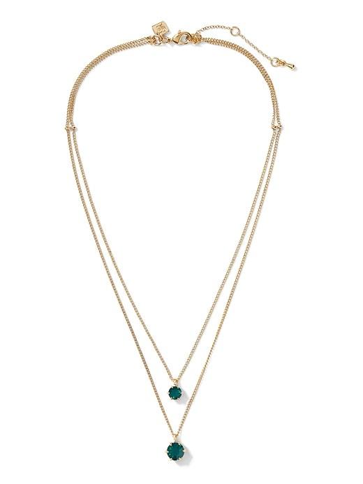 Banana Republic Womens Statement Stones Double Layer Necklace Gold Size One Size