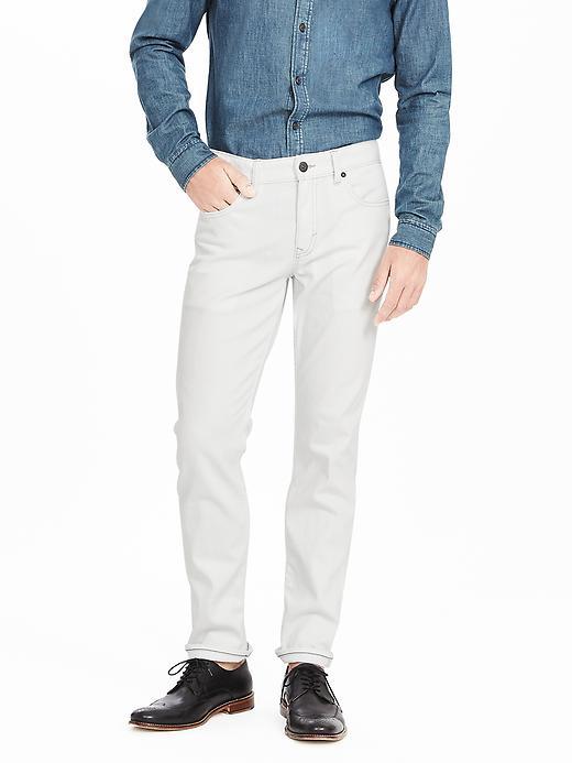 Banana Republic Mens Straight Stain Resistant White Jean Size 32w 36l Tall - White