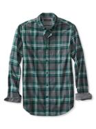 Banana Republic Mens Slim Fit Graphic Plaid Luxe Flannel Oxford Size L Tall - Glen Green