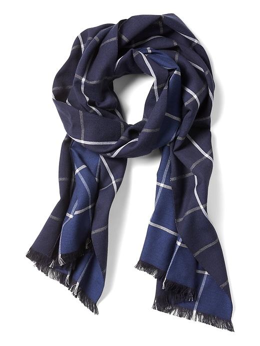 Banana Republic Mens Windowpane Cotton-wool Scarf Navy Size One Size