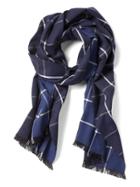 Banana Republic Mens Windowpane Cotton-wool Scarf Navy Size One Size